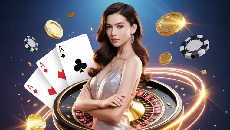 Live casino dealer at a table, engaging with players on 33
